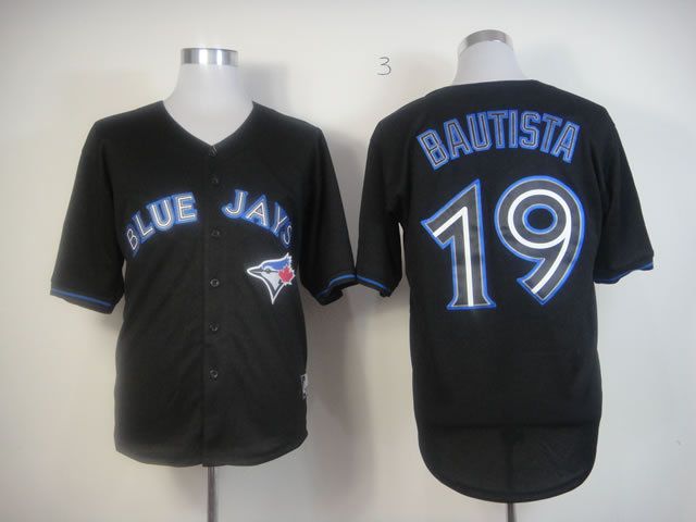 Men Toronto Blue Jays #19 Bautista Black MLB Jerseys